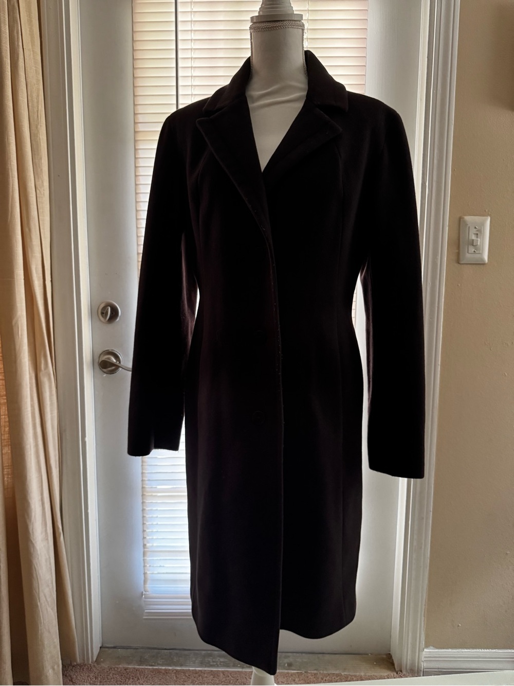 DKNY Women's Black Long Trench Coat